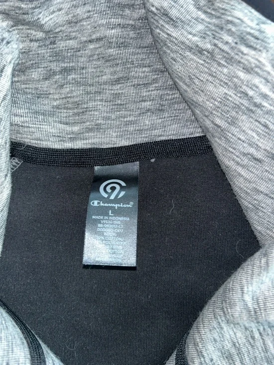 Champion: Heather Gray and Black Pullover Hoodie: Size Large - Picture 5 of 9